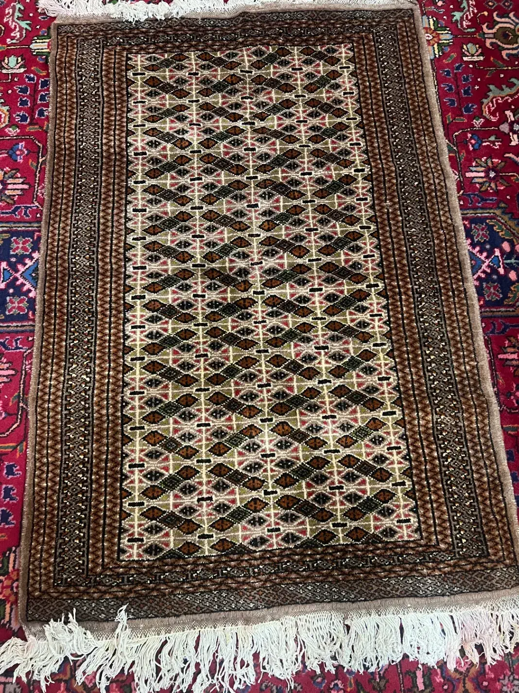 قالیچه و پشتی دستبافت ترکمن|فرش|آق قلا, |دیوار