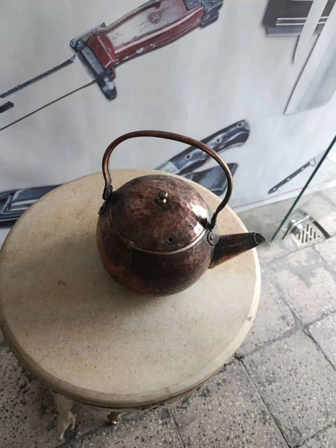 کتری مسی قدیمی|قوری، کتری، قهوهساز دستی|خرمدره, |دیوار