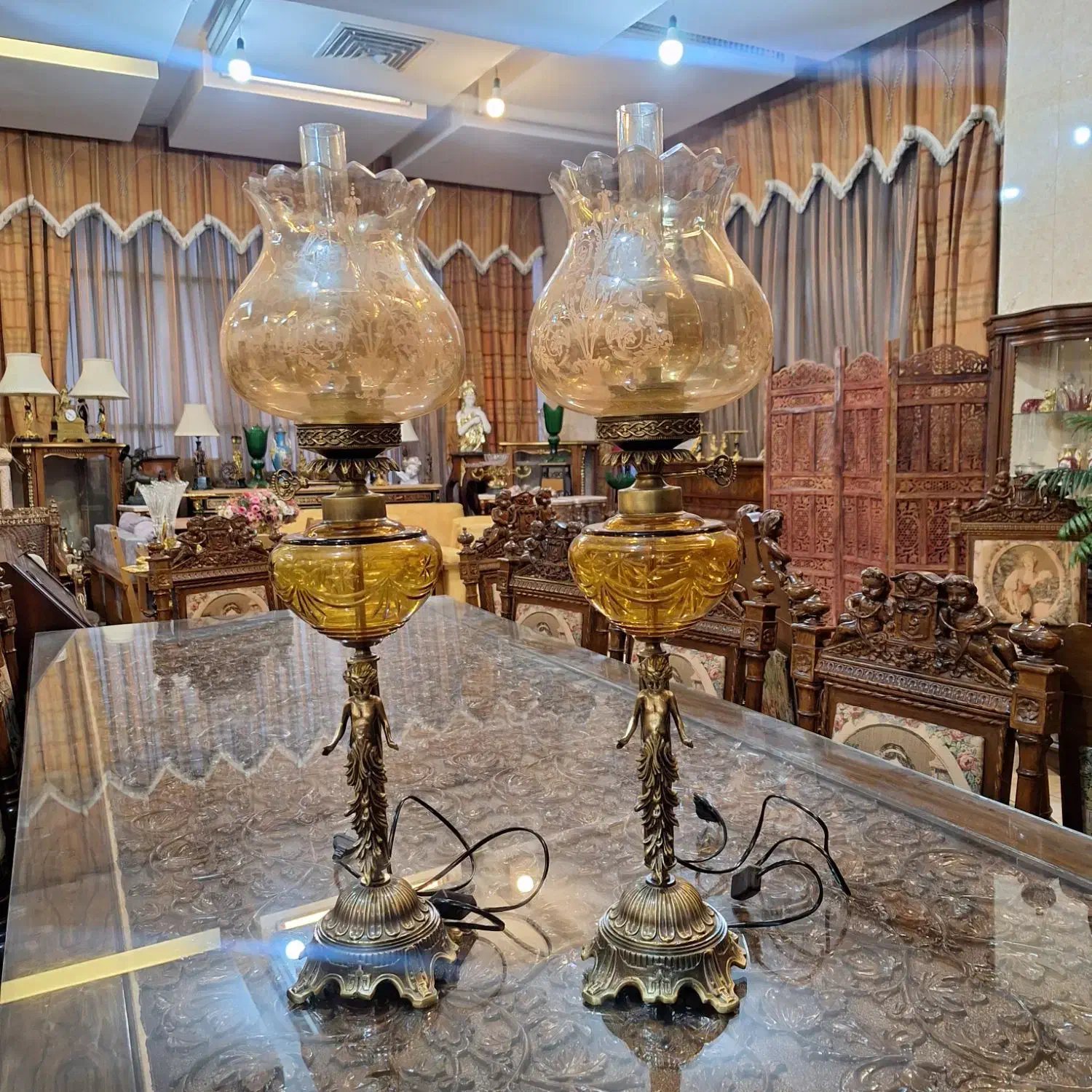 جفت آباژور مجسمه دار نو|چراغ خواب و آباژور|تهران, سوهانک|دیوار