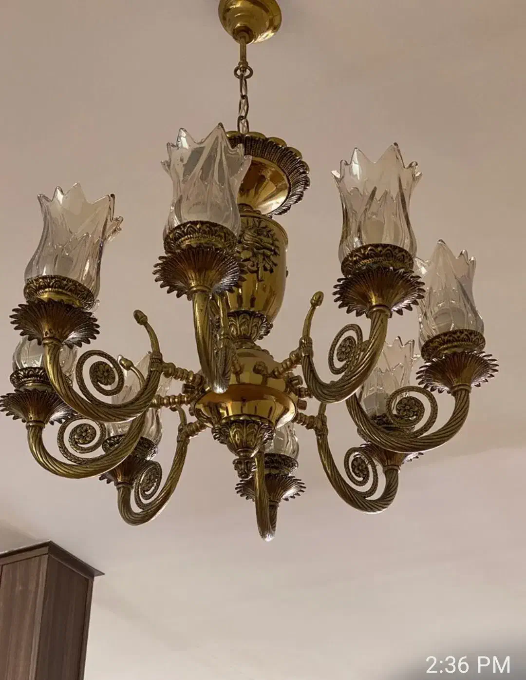 لوستر برنز طرح گل|لوستر و چراغ آویز|تهران, نیروی دریایی|دیوار