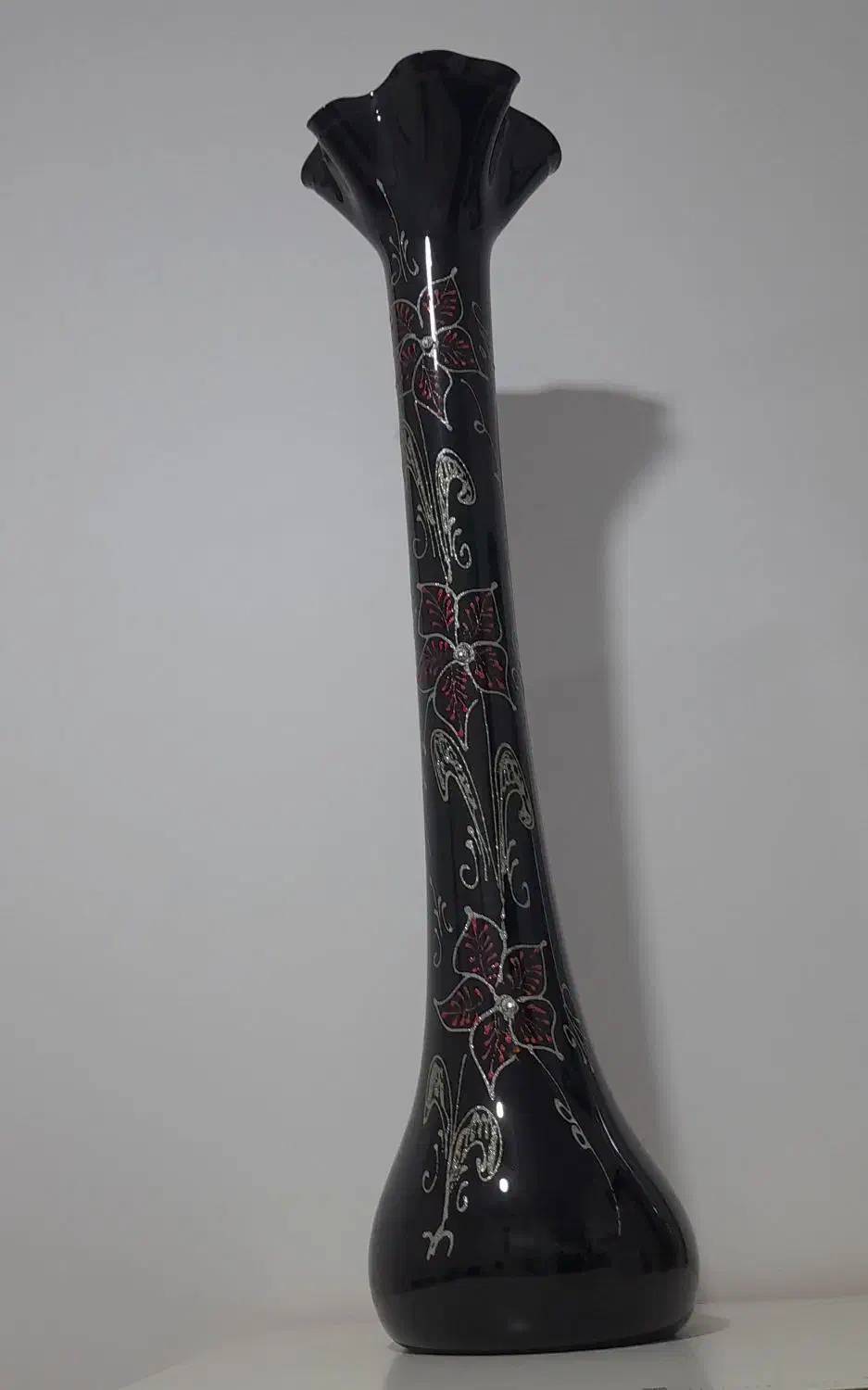 گلدان شیشه ای بلند|گل مصنوعی|ساوه, |دیوار