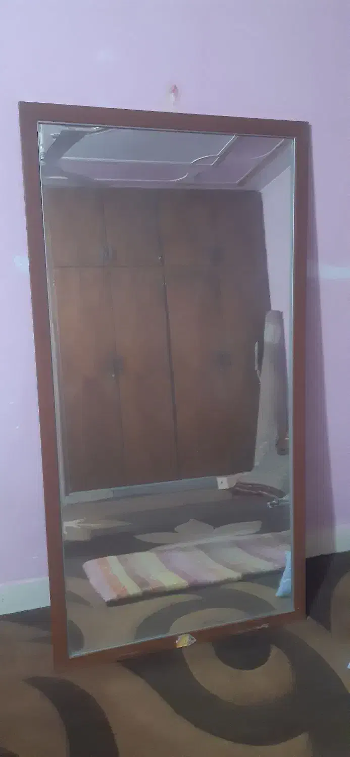 آینه بزرگ قدی ۶۰×۱۸۰بزرگ و واضح با دور قاب چوبی|آینه|شوشتر, |دیوار