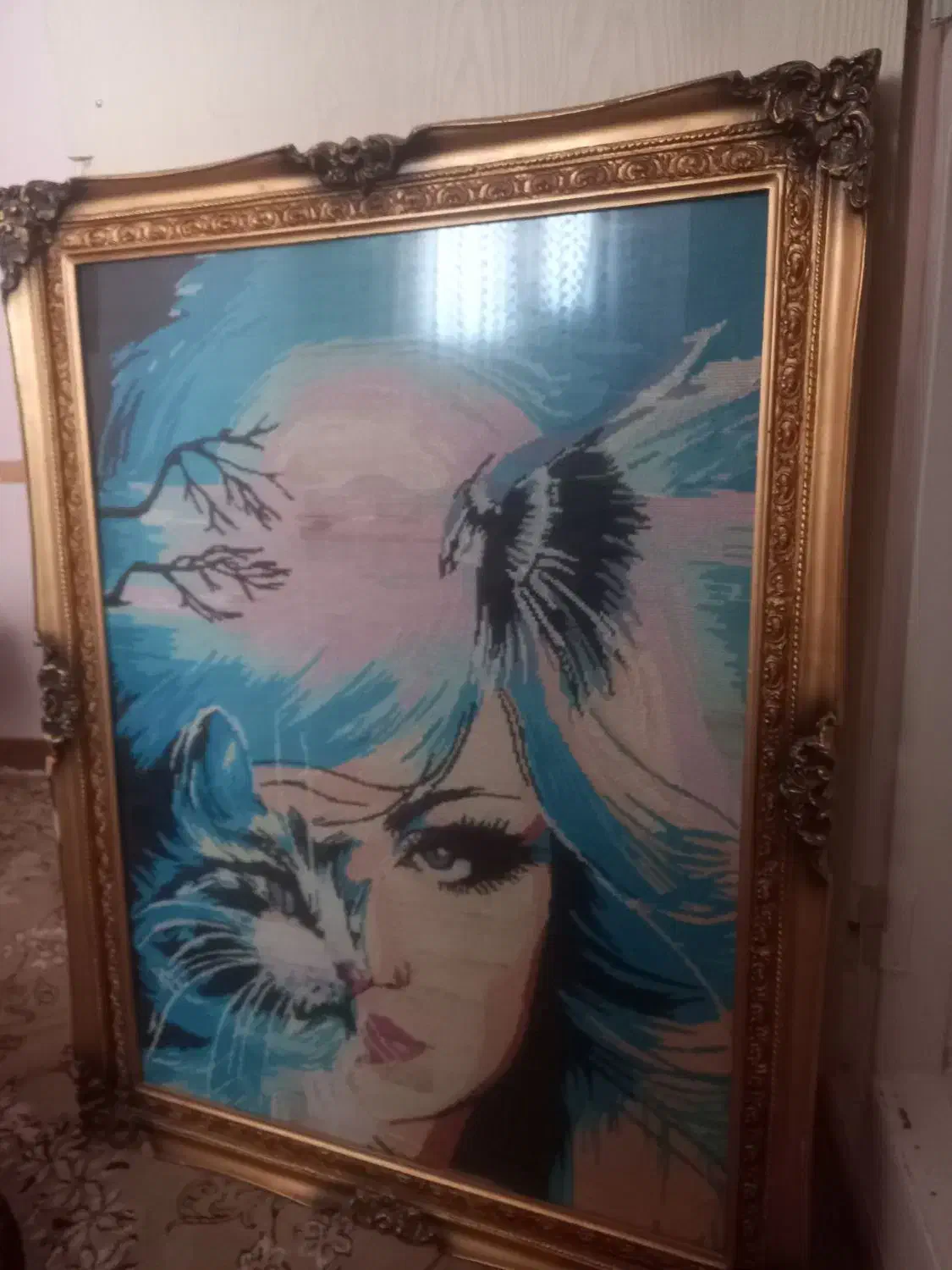 تابلو مخمل نقاشی سالم .کوبلند دختر چشم گربه ای|تابلو، نقاشی، عکس|قم, آزادگان|دیوار