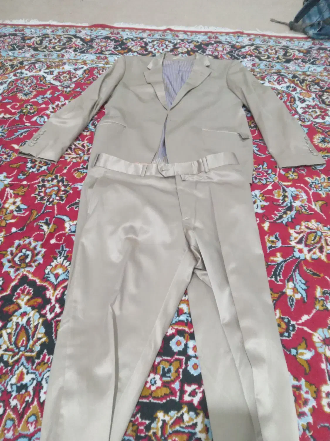 کت وشلوارکرمی نوپوتین تمام چرم آمریکایی اصل|حراج|قصرشیرین, |دیوار