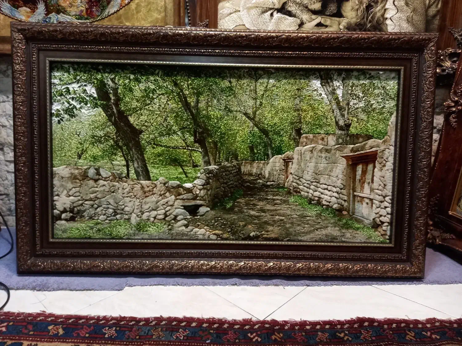 تابلو فرش کوچه باغ چله ابریشم برجسته ۹۰*۱۵۰ golha|تابلو فرش|تهران, نارمک|دیوار