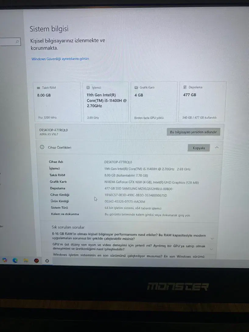 لبتاب MONSTER گیمینگ نایاب|رایانه همراه|تهران, استاد معین|دیوار