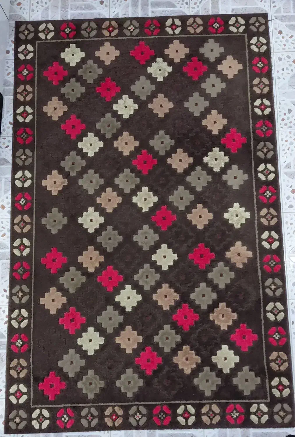 گلیم فرش گل برجسته ۴ متری|گلیم، جاجیم، گبه|خرم‌آباد, |دیوار