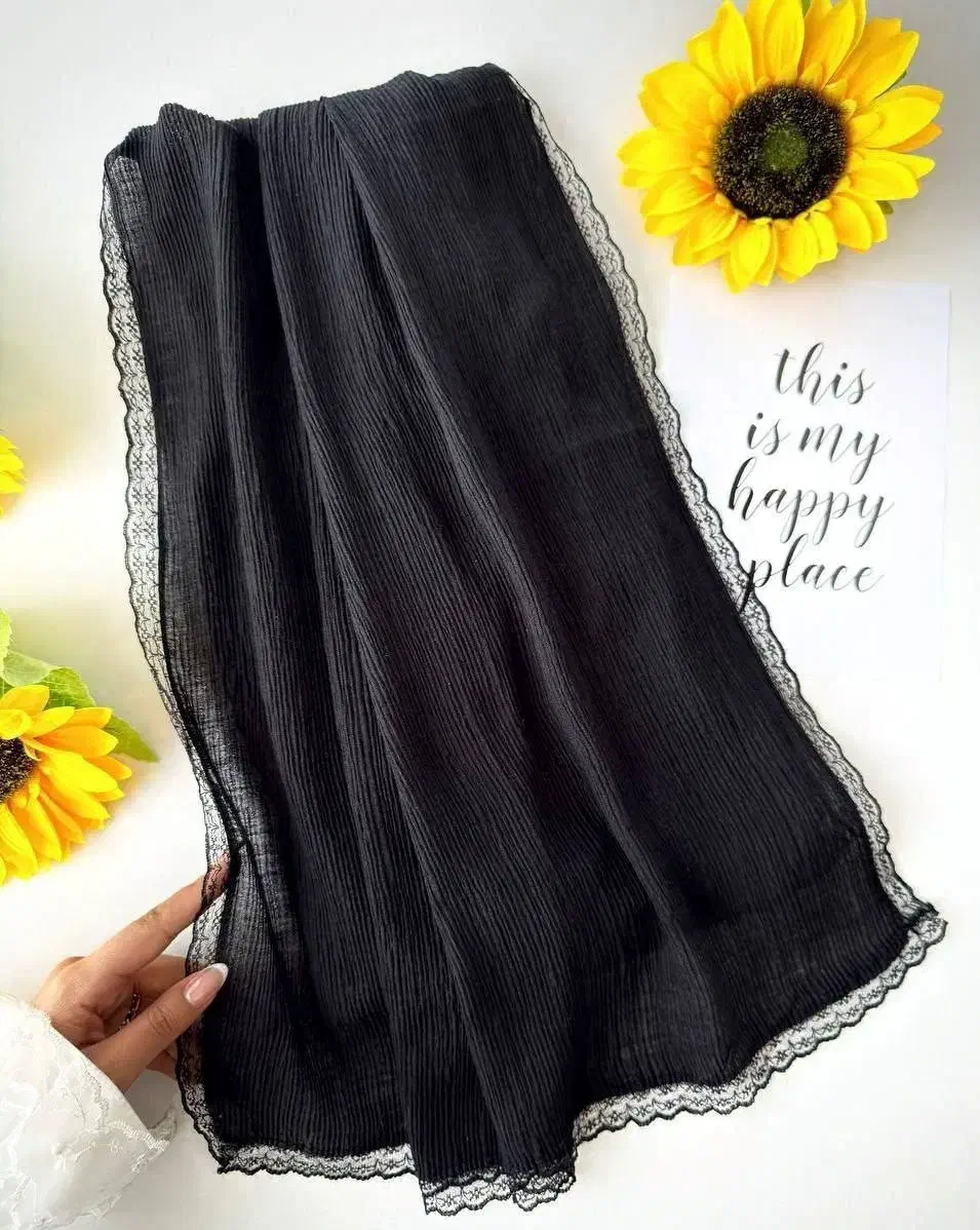 شال مشکی کرپ حاشیه گیپور|لباس|محمودآباد, |دیوار