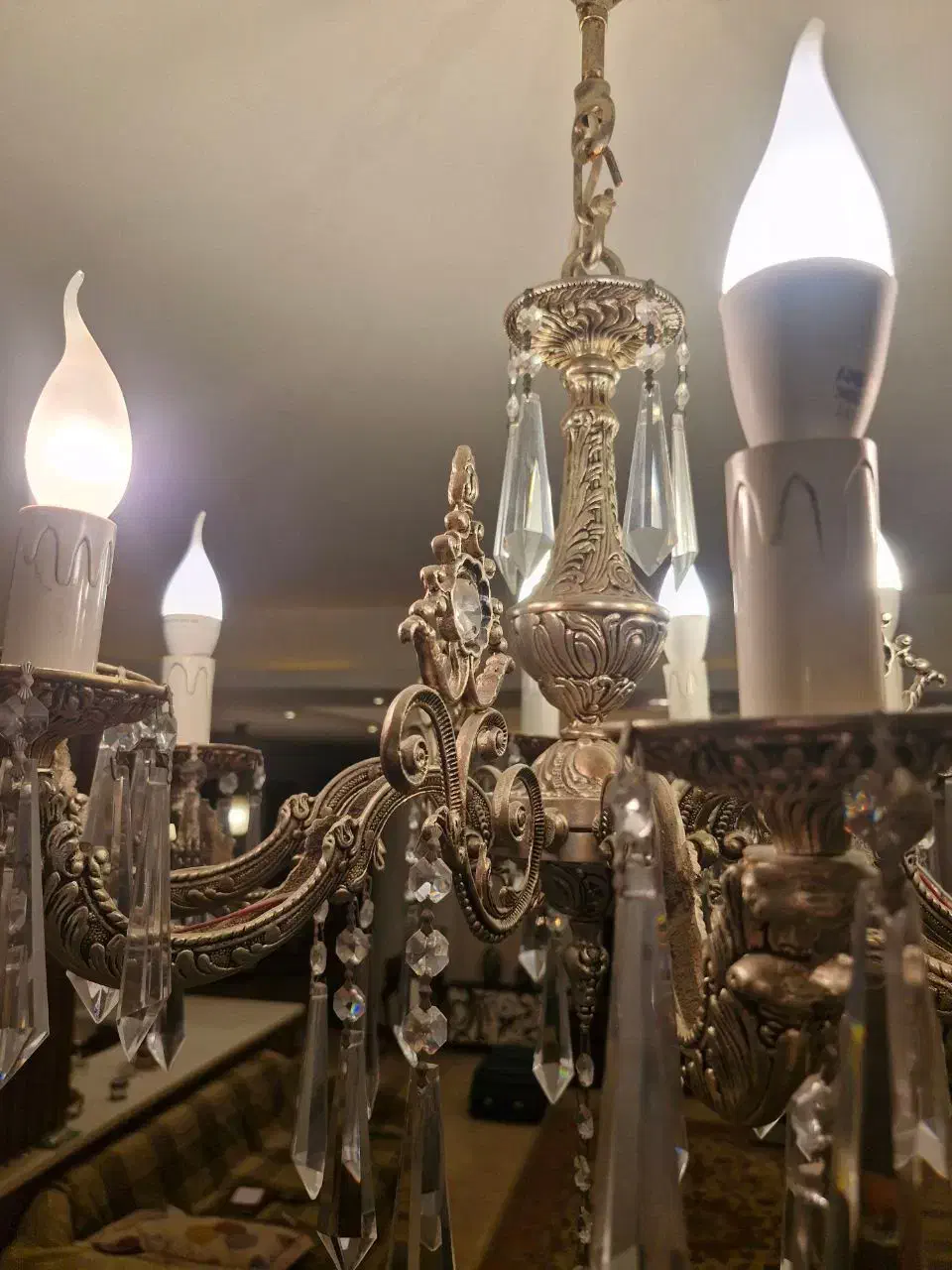 لوستر برنجی شیک|لوستر و چراغ آویز|ساری, |دیوار