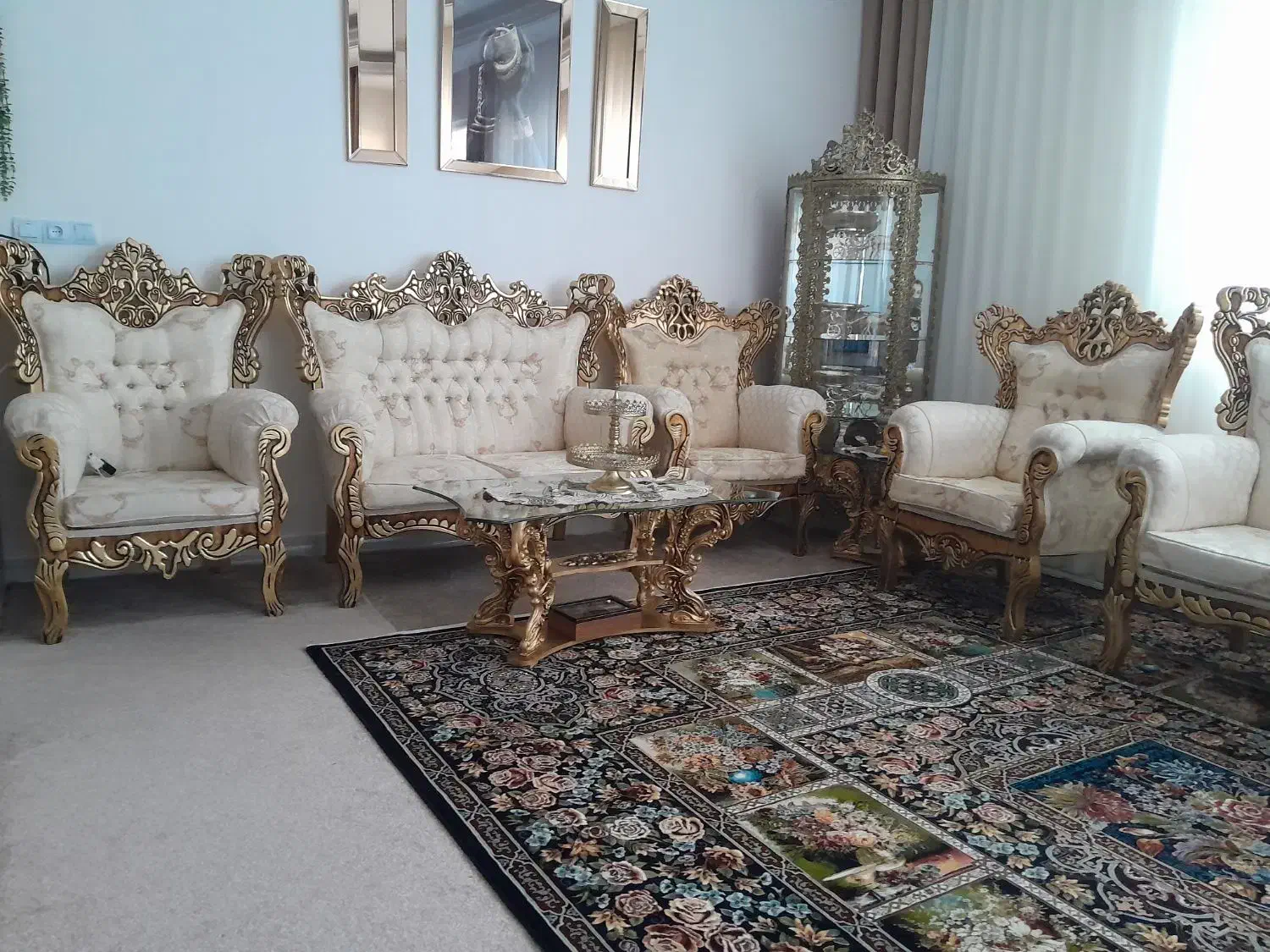 مبل سلطنتی ۹ نفر|مبلمان خانگی و میز عسلی|الیگودرز, |دیوار