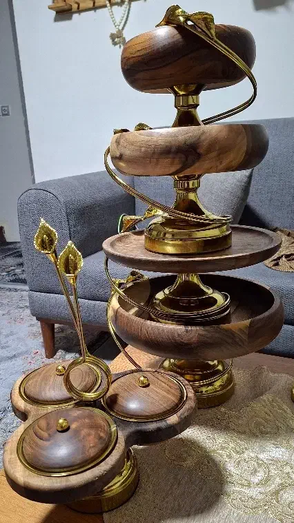 ست کامل پذیرایی چوب گردو|ظروف سرو و پذیرایی|کرمانشاه, |دیوار