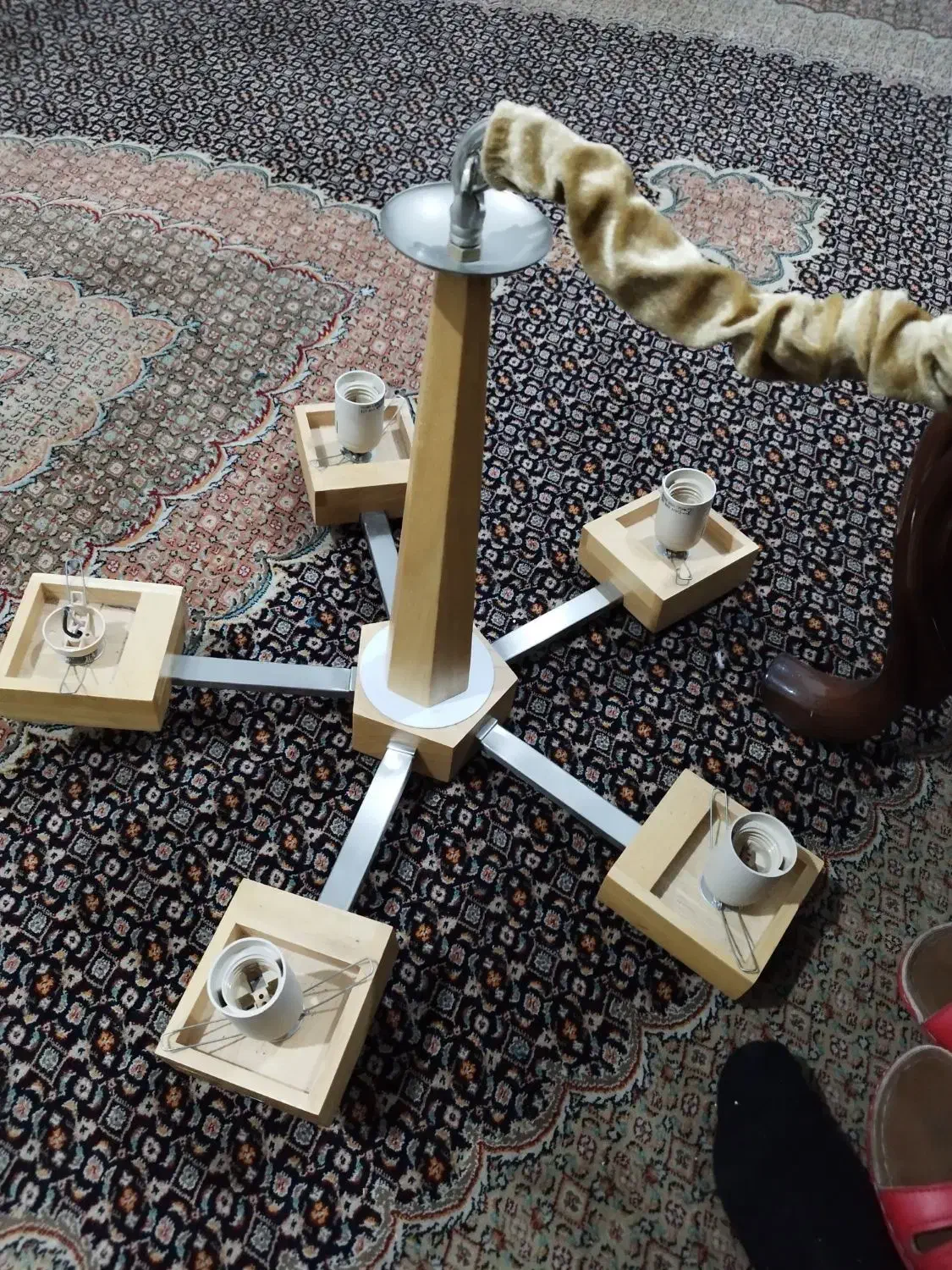 لوستر چوبی فروش فوری|لوستر و چراغ آویز|زنجان, |دیوار