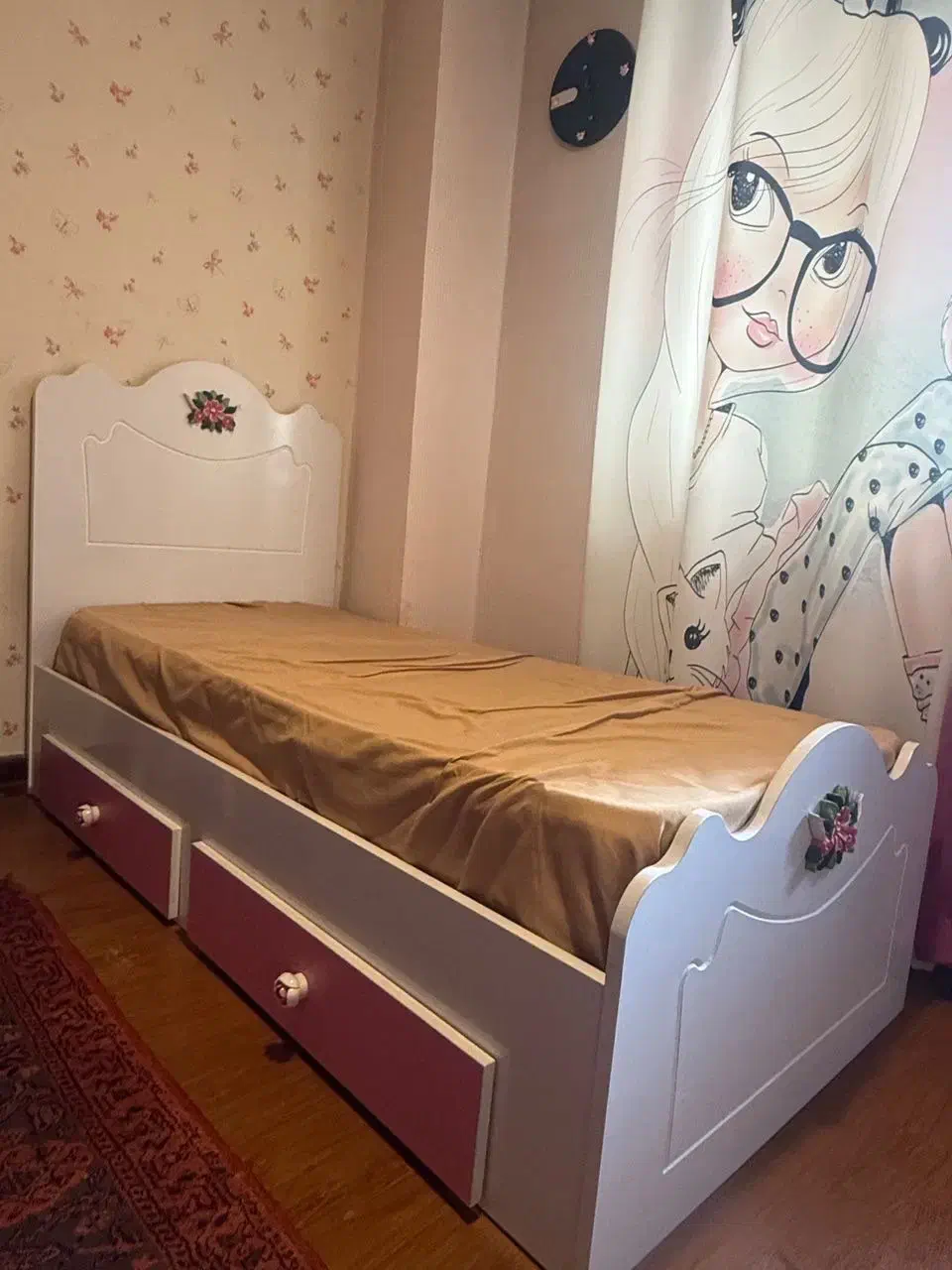 تخت کودک ۹۰ در ۱۶۰ تمام ام دی اف به همراه تشک طبی|تخت و صندلی بچه|لنگرود, |دیوار