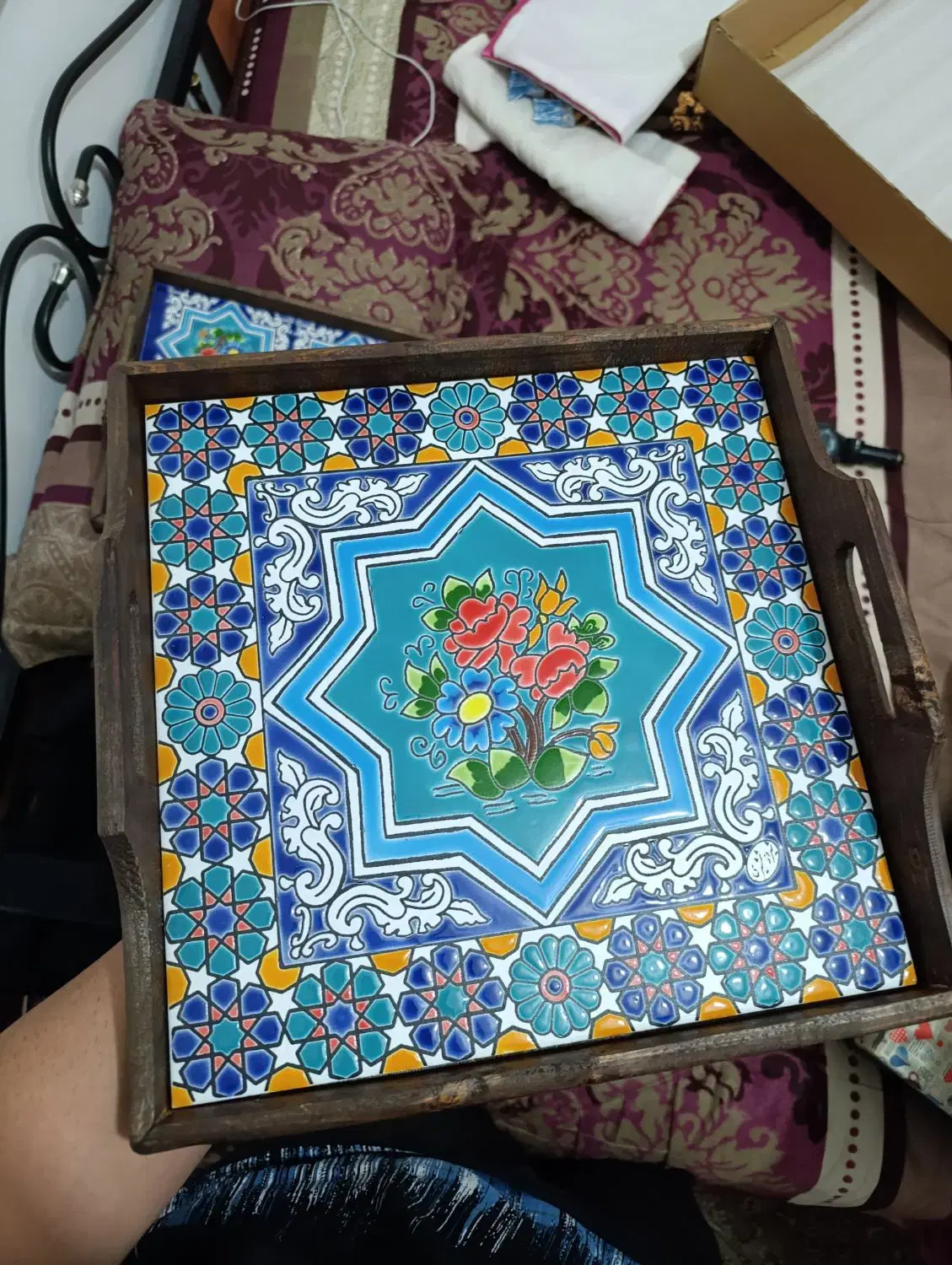 سینی کاشی|صنایع دستی و سایر لوازم تزئینی|کاشان, معلم|دیوار