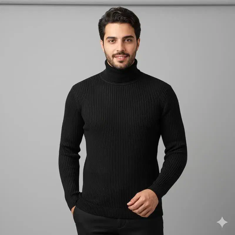 پلیور بافت یقه اسکی مدل Ersan رنگ مشکی|لباس|اردبیل, |دیوار