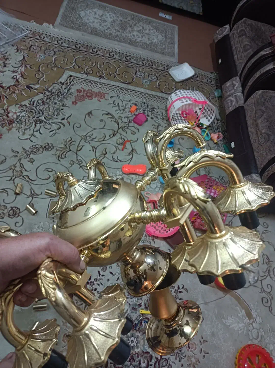 لوستراب طلاکاری شده 15شعله|لوستر و چراغ آویز|شاندیز, |دیوار