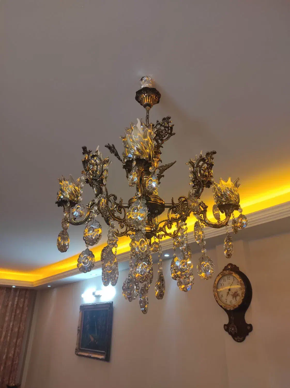لوستر برنجی در حد نو|لوستر و چراغ آویز|ری, فیروزآبادی|دیوار