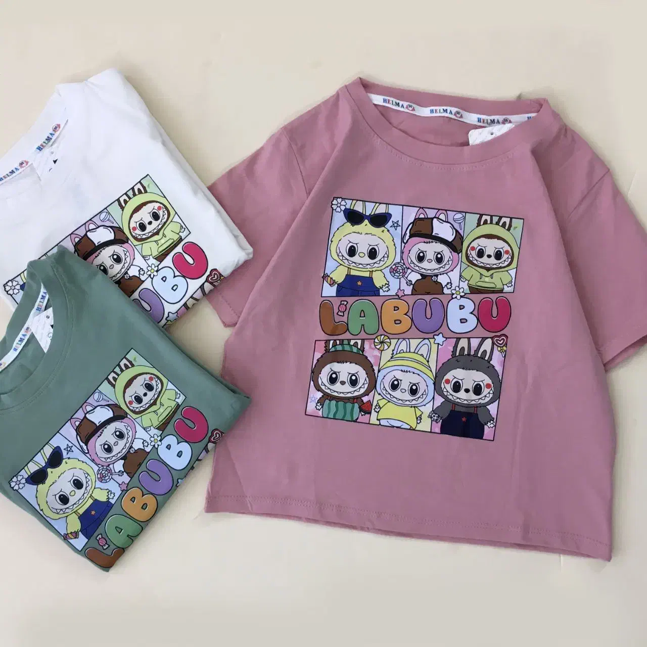 تیشرت کراپ دخترانه طرح لبوبو و کرومی سایز ۴۵ تا ۶۵|کفش و لباس بچه|اصفهان, کوی امیریه|دیوار