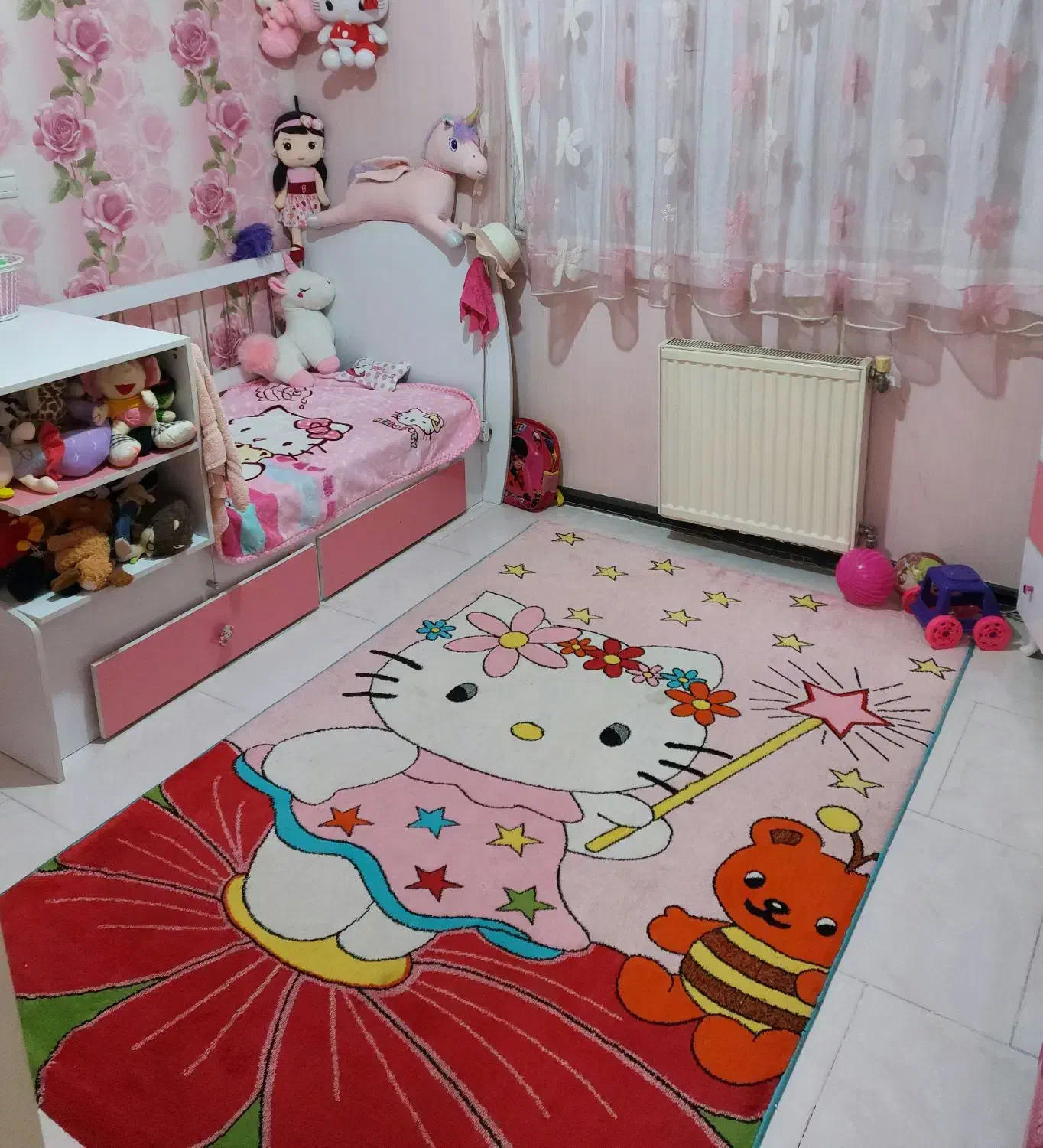 فرش کودک ۴متری طرح کیتی|فرش|تهران, بهداشت|دیوار