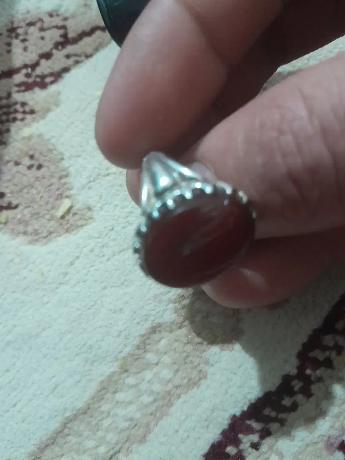 انگشتر عقیق و رکاب نقره|جواهرات|پیشوا, |دیوار