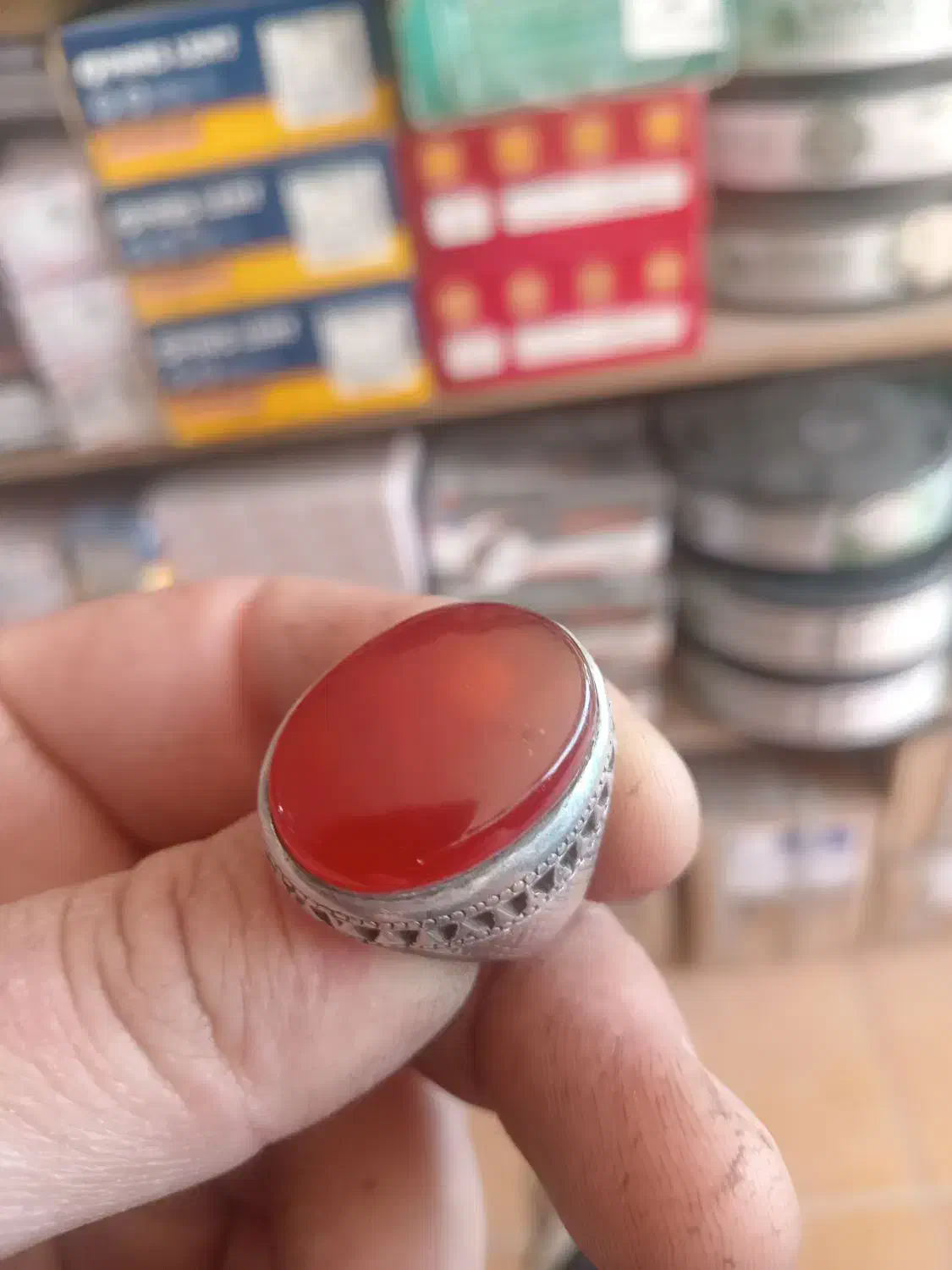 انگشتر عقیق فدیوم شن دار|جواهرات|جزمان, |دیوار