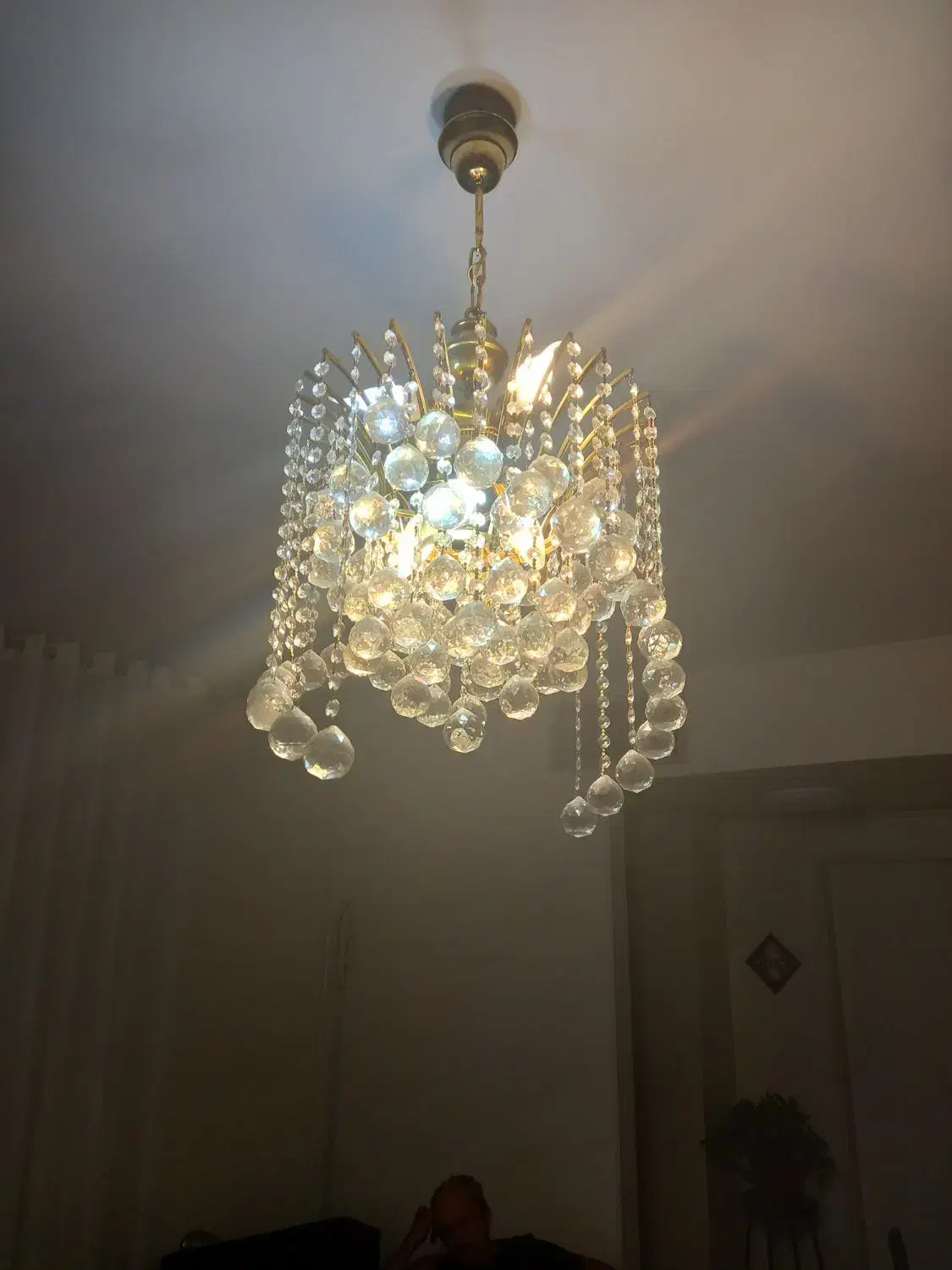 لوستر برنج کریستال|لوستر و چراغ آویز|فردیس, ثابتی|دیوار