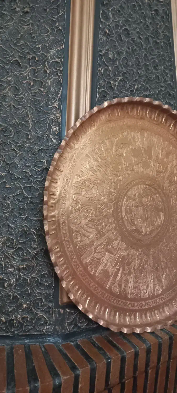 سینی قلم زنی اصفهان رجبعلی حافظ پرست|کلکسیون اشیاء عتیقه|تهران, جمال‌زاده|دیوار