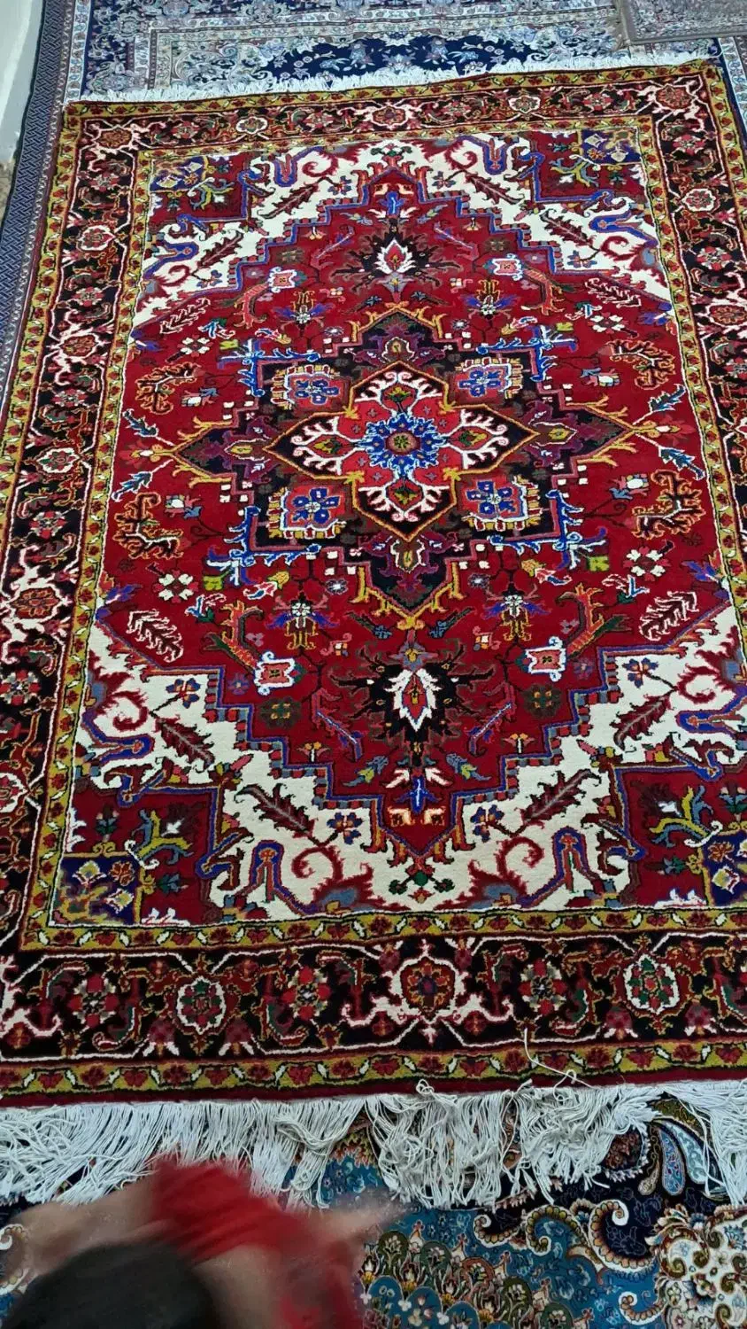 1جفت فرش 6متری هریس نقشه بارماخ توخوش|فرش|تبریز, |دیوار