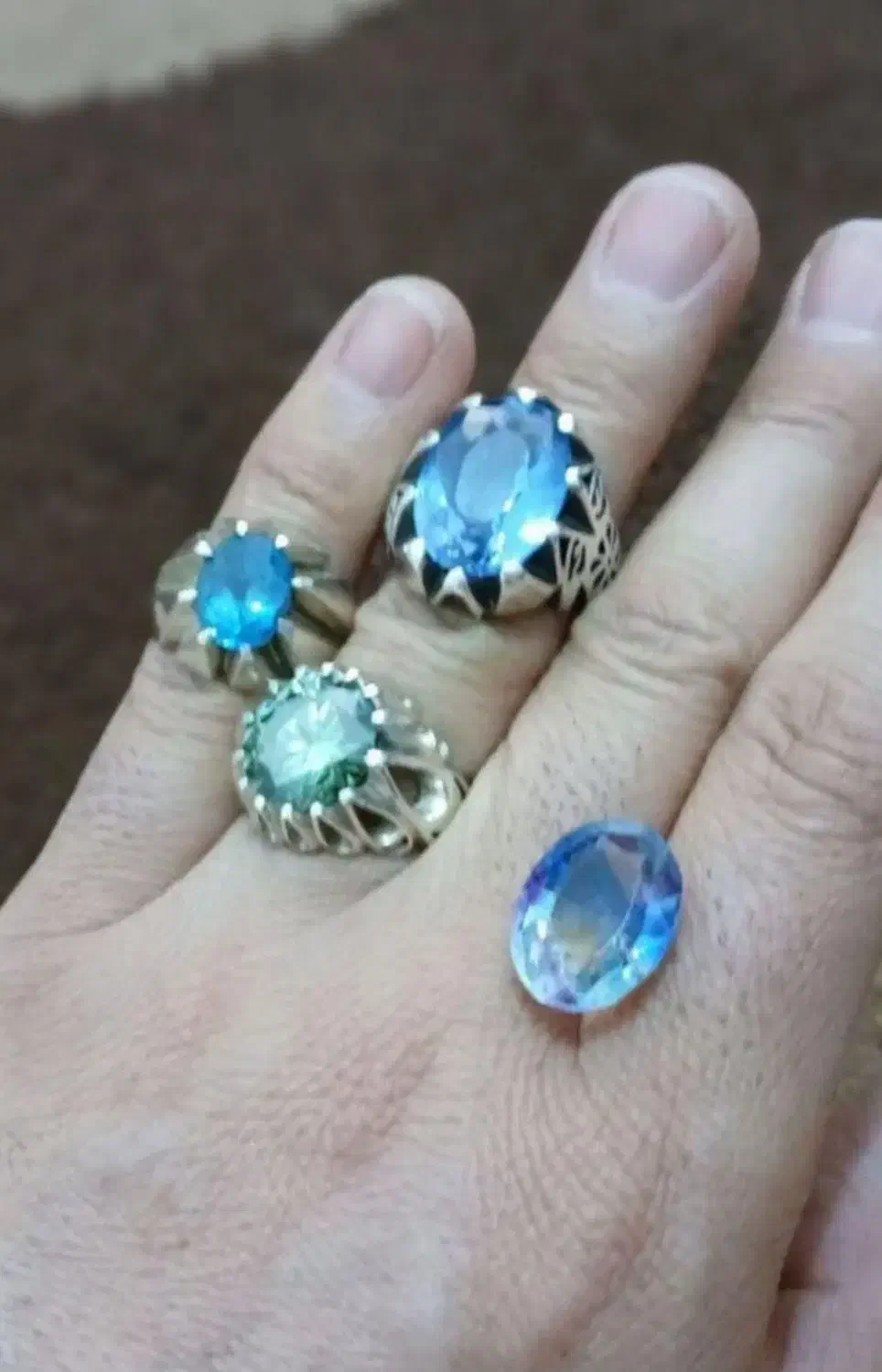 انگشتر نقره ۹۲۵ توپاز صنعتی موزانایت|جواهرات|پاسارگاد, |دیوار