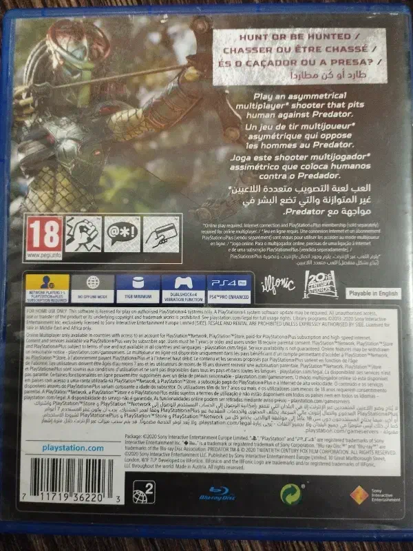 دیسک بازی Predator برای ps4|کنسول، بازی ویدئویی و آنلاین|بوشهر, |دیوار