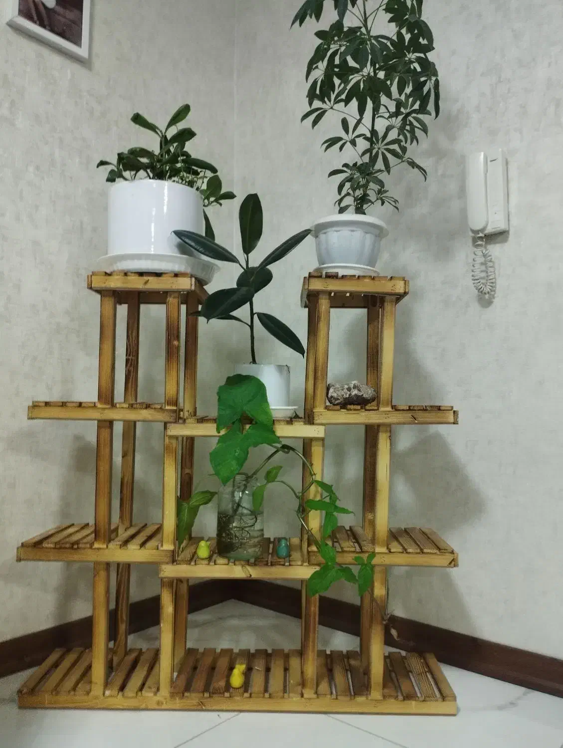 پایه گل چوبی|کتابخانه، شلف، قفسههای دیواری|محمدیه-قزوین, |دیوار