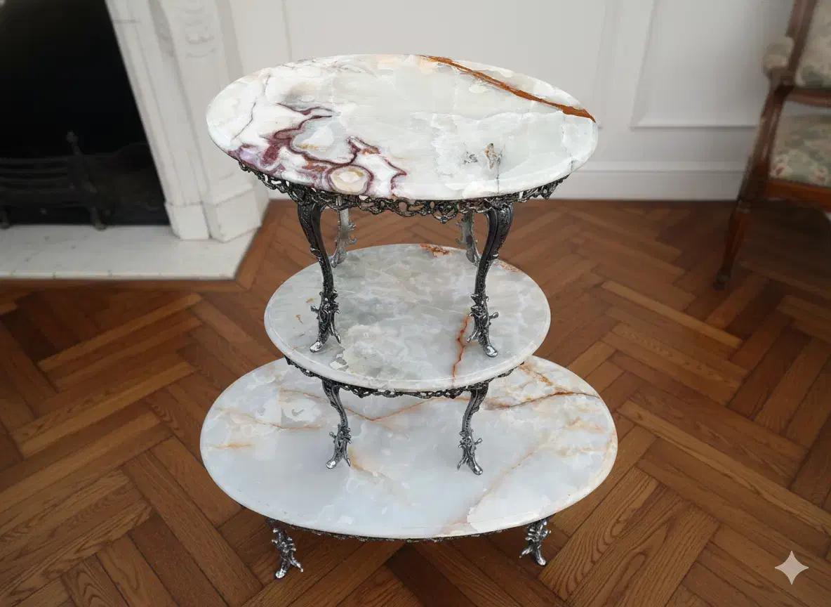 ۳ عدد میز جلومبلی تمام برنز ریخته با سنگ حد صفر|مبلمان خانگی و میز عسلی|تبریز, |دیوار