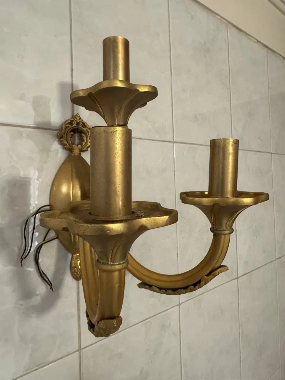 دیوارکوب برنجی سه شعله|لوستر و چراغ آویز|تهران, قنات‌کوثر|دیوار