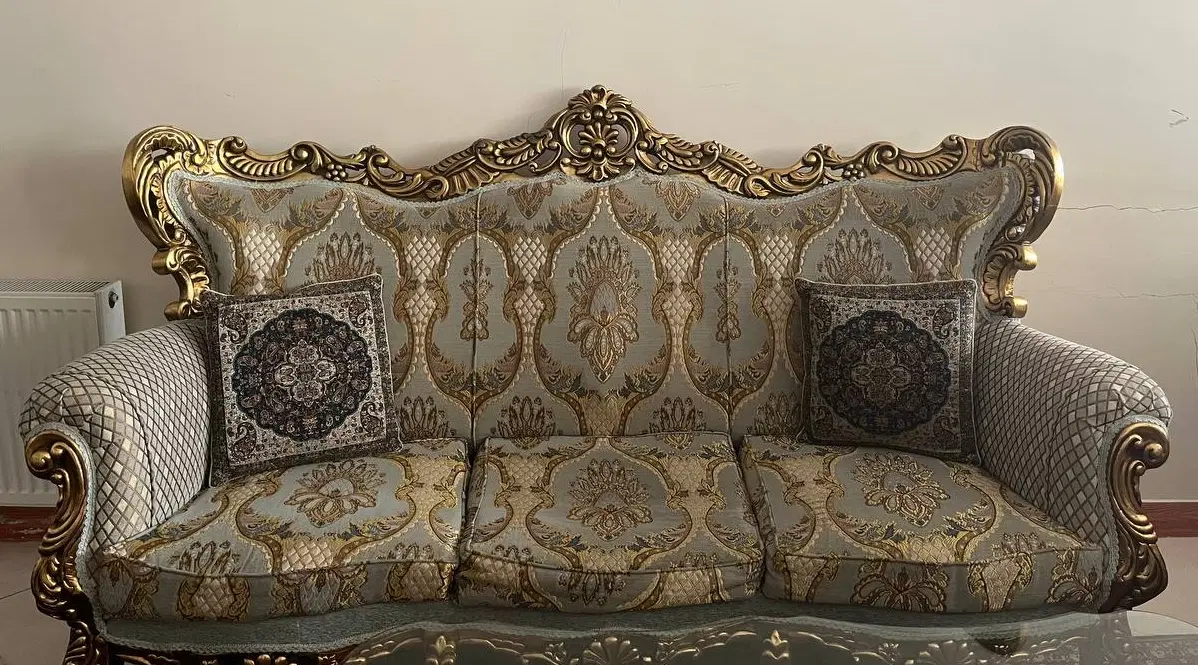 مبل ۹نفره سلطنتی چوب راشورق طلا+۲میز عسلی+جولو مب|مبلمان خانگی و میز عسلی|تهران, شهرک پاسداران|دیوار