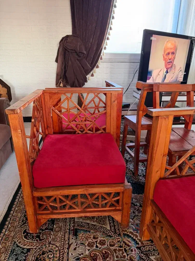 فروش سه عدد میز و چهار عدد صندلی گره چینی چوبی|میز و صندلی غذاخوری|محمودآباد, |دیوار