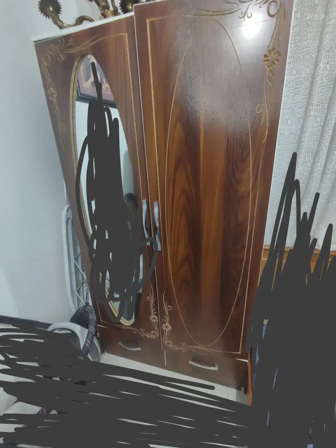 کمد.  اینه دار (اینه قدی).ارتفاع دو متر عرض یک متر|جاکفشی، کمد، دراور|رشت, استقامت ۱|دیوار