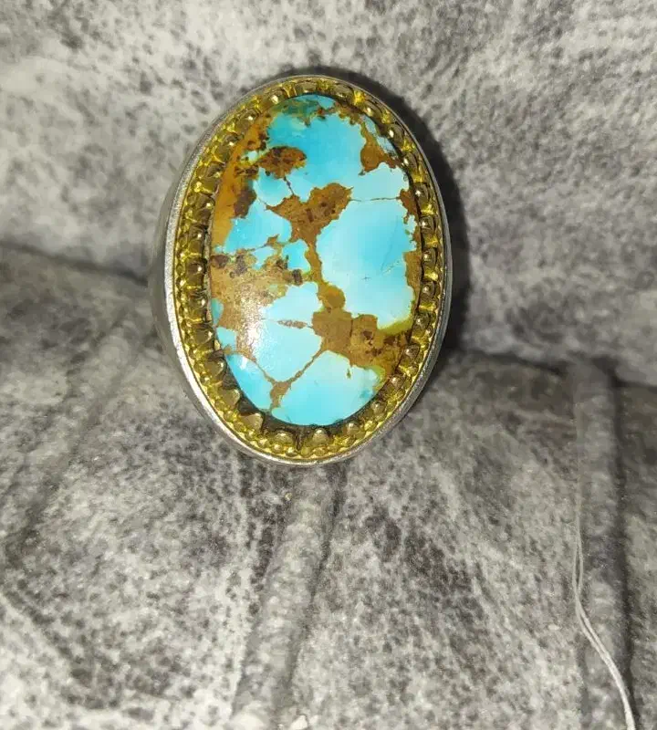 انگشتر نقره با سنگ زیبای فیروزه اصل|جواهرات|یاسوج, |دیوار