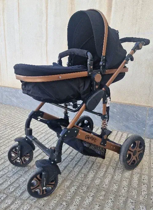 کالسکه اسپرینگ مدل اسپیدا بدنه برنز رنگ مشکی|کالسکه و لوازم جانبی|دامغان, |دیوار