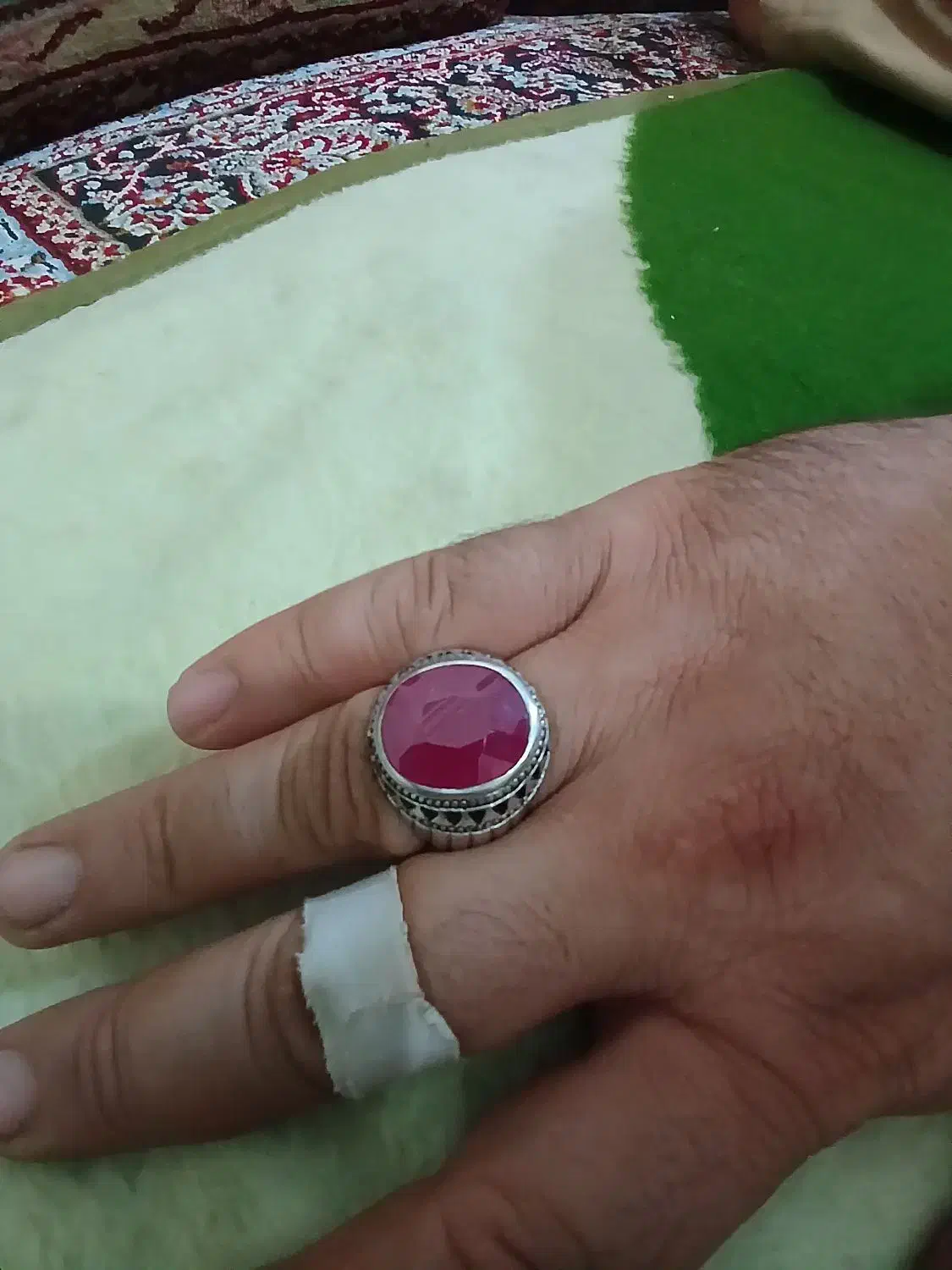 انگشتر نقره یاقوت بزرگ افریقایی|جواهرات|سنندج, |دیوار