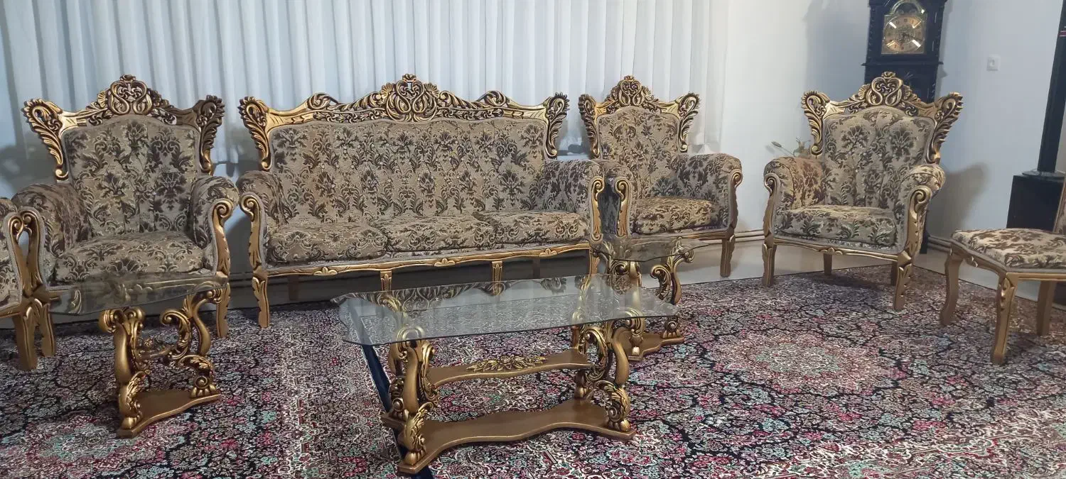 مبل سلطنتی ۹ نفره|مبلمان خانگی و میز عسلی|کنگاور, |دیوار