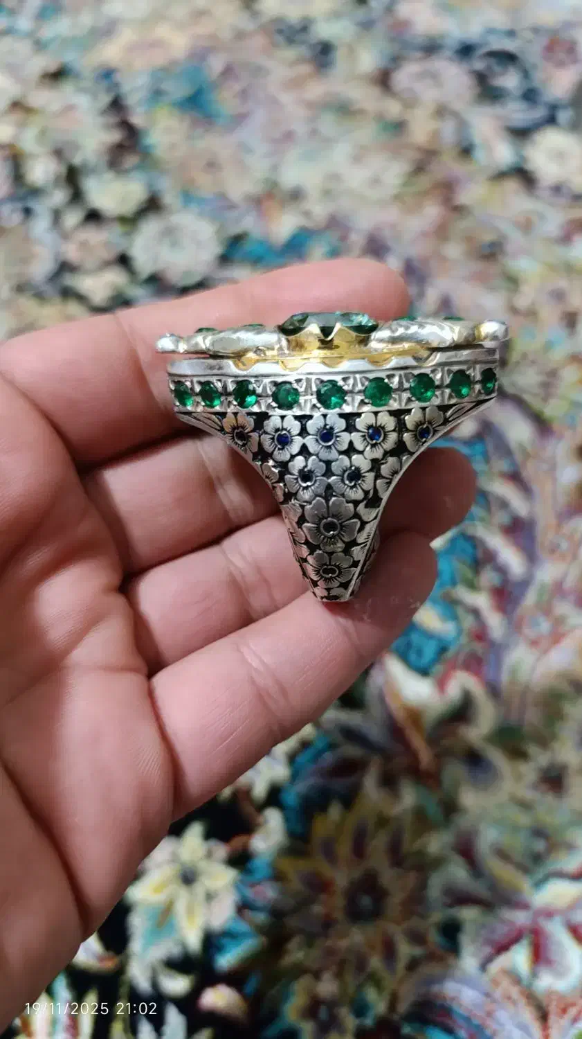 انگشتر نقره فول قلم 106گرم زمرد طلا موزنایت یاقوت|جواهرات|اصفهان, کساره|دیوار
