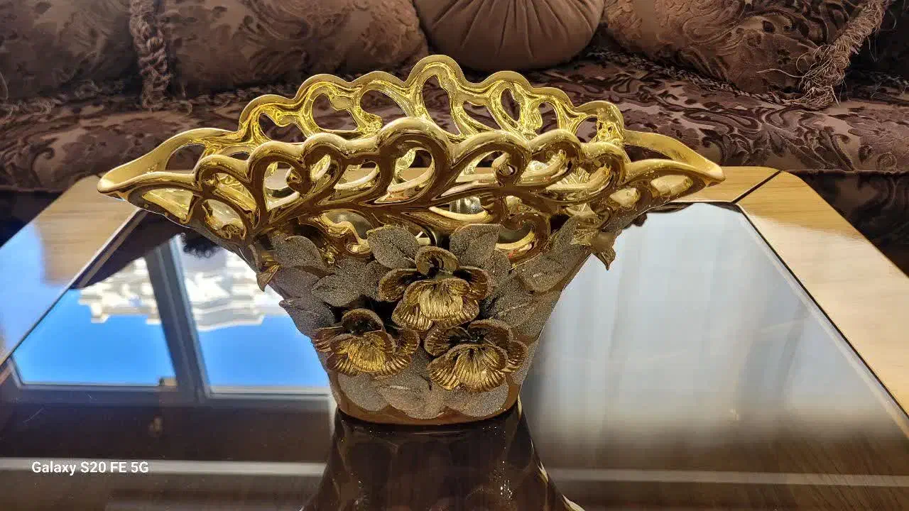 گلدان طلایی گلدون دکوری پروانه تزئینی|صنایع دستی و سایر لوازم تزئینی|مشهد, کوشش|دیوار