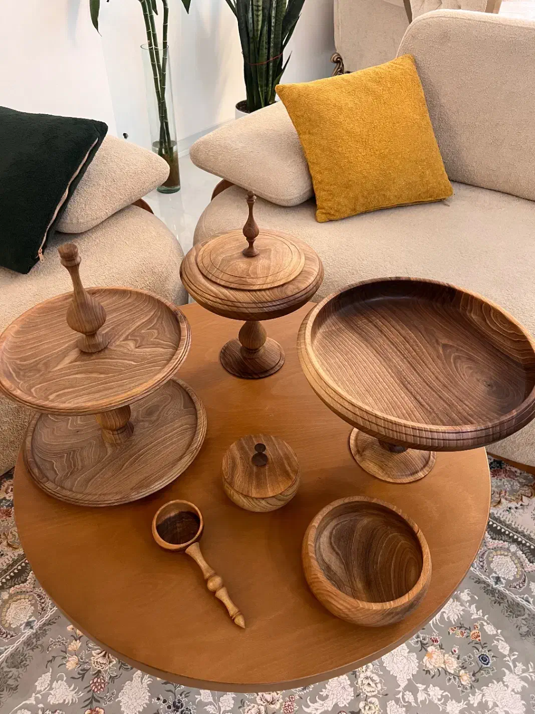 ظروف پذیرایی چوب گردو|ظروف سرو و پذیرایی|آمل, |دیوار