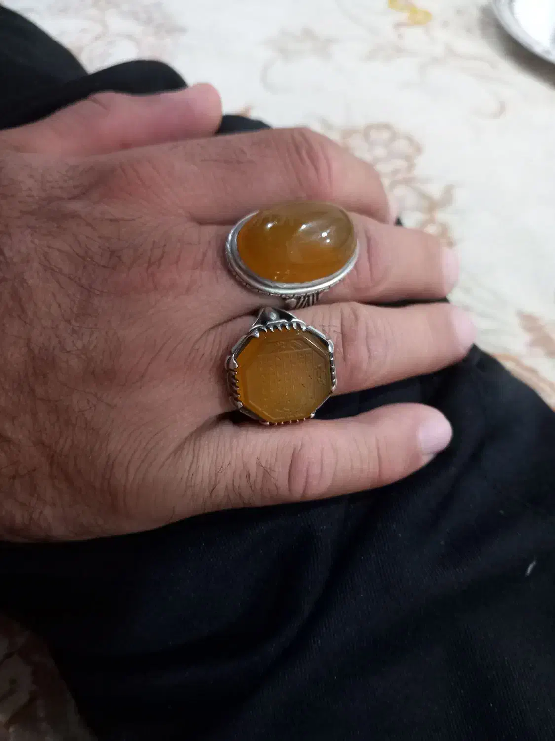 انگشتر نقره با سنگ خاص و درشت همراه با دعا|جواهرات|ایلام, |دیوار