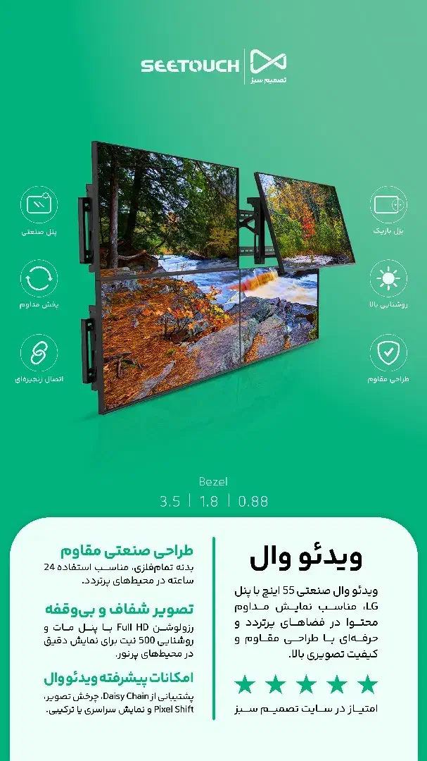 ویدئو وال ۵۵ اینچ بزل ۸۸ صدو و ۱/۸ پنل تصویر الجی|تلویزیون و پروژکتور|تهران, میدان ولیعصر|دیوار