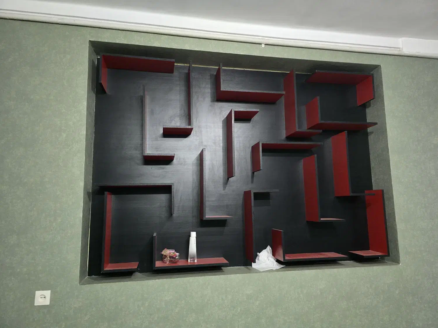 کتابخانه ام دی اف شیک و تمیز|کتابخانه، شلف، قفسههای دیواری|نیشابور, شهرک فرهنگیان|دیوار