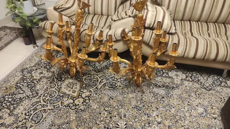 لوستر 9 شعله بهمراه دیوارکوب|لوستر و چراغ آویز|سنندج, |دیوار