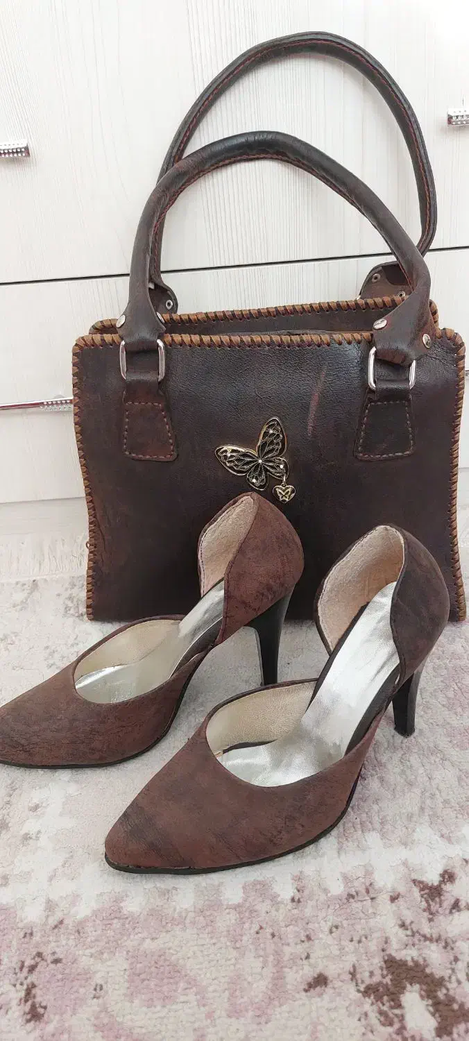 ست تماام دست دوز چرم طبیعی شتر|کیف، کفش، کمربند|نیشابور, هفده شهریور|دیوار