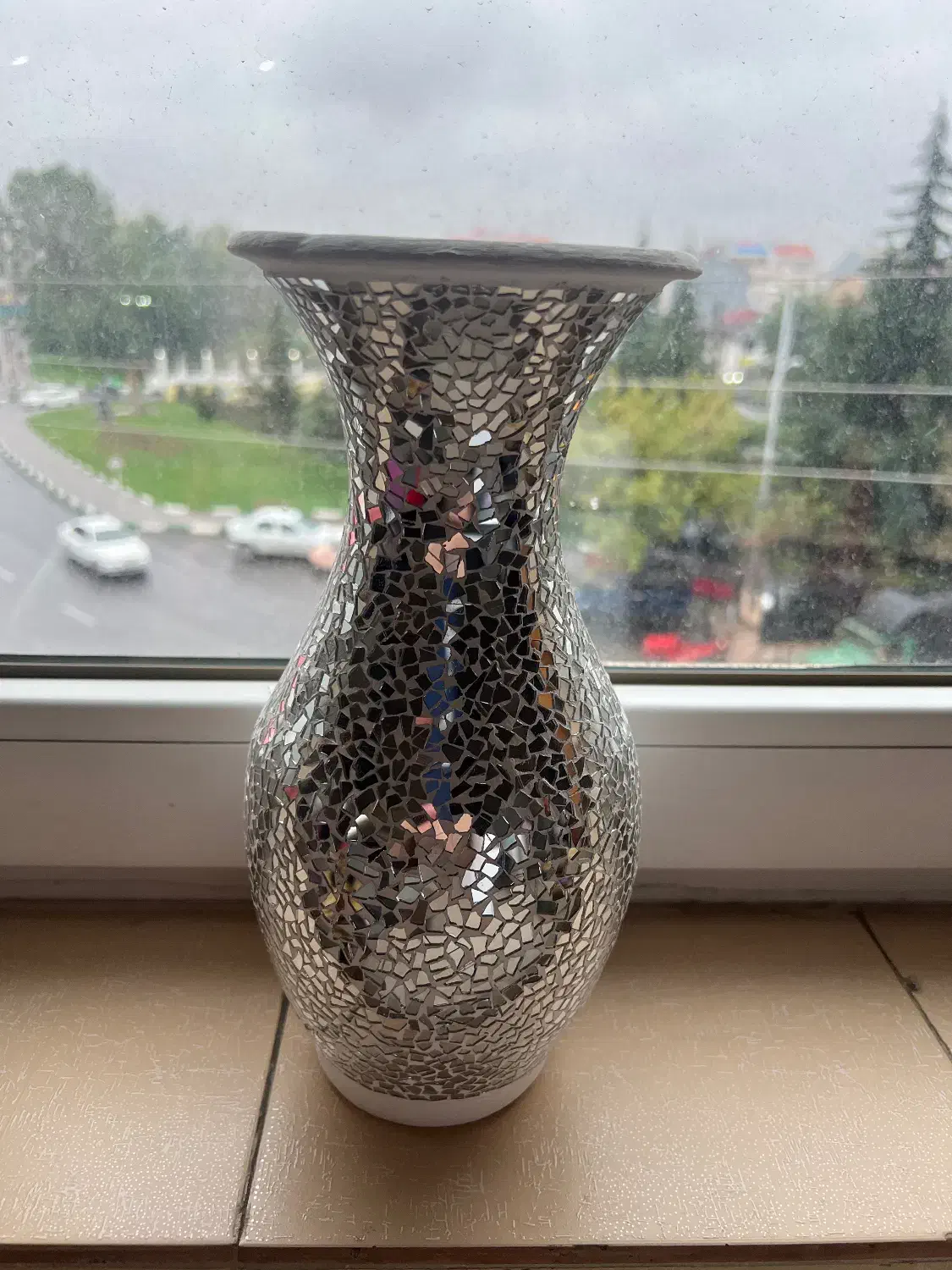 گلدان اینه کاری سفالی|صنایع دستی و سایر لوازم تزئینی|رشت, امین الضرب|دیوار