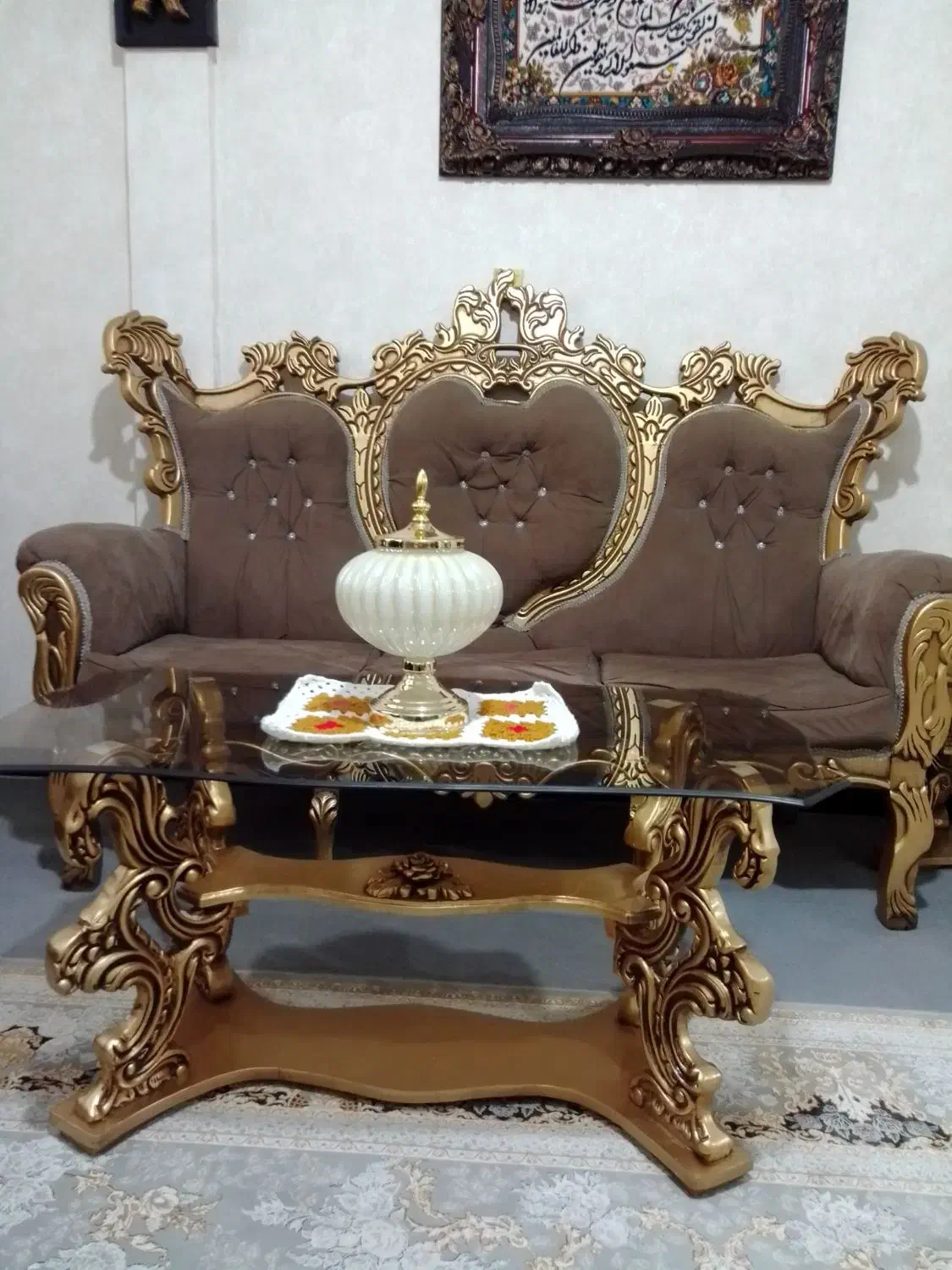 مبل استیل رنگ گردویی 7نفره|مبلمان خانگی و میز عسلی|ورامین, ورامین|دیوار